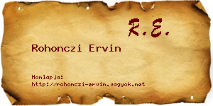 Rohonczi Ervin névjegykártya